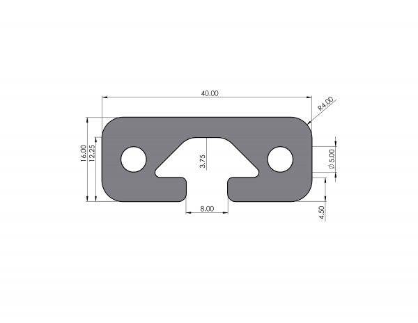 Aluminiumprofil 40x16 Nut 8 I-Typ